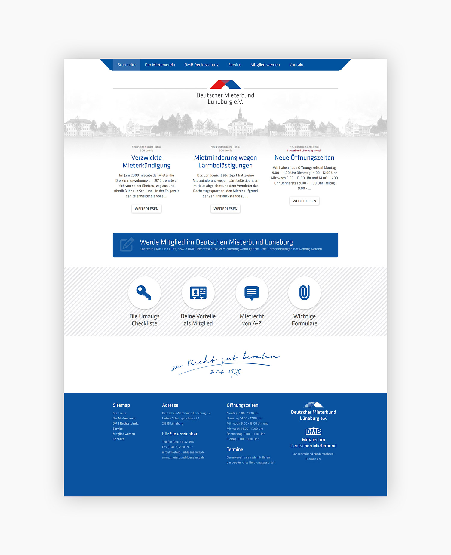 Startseite Website für den Mieterbund Lüneburg