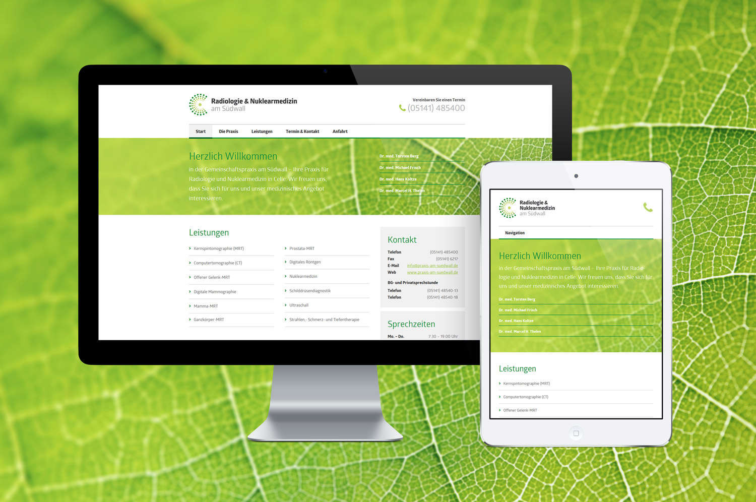 Gestaltung des Internetauftrittes für die Praxis am Südwall