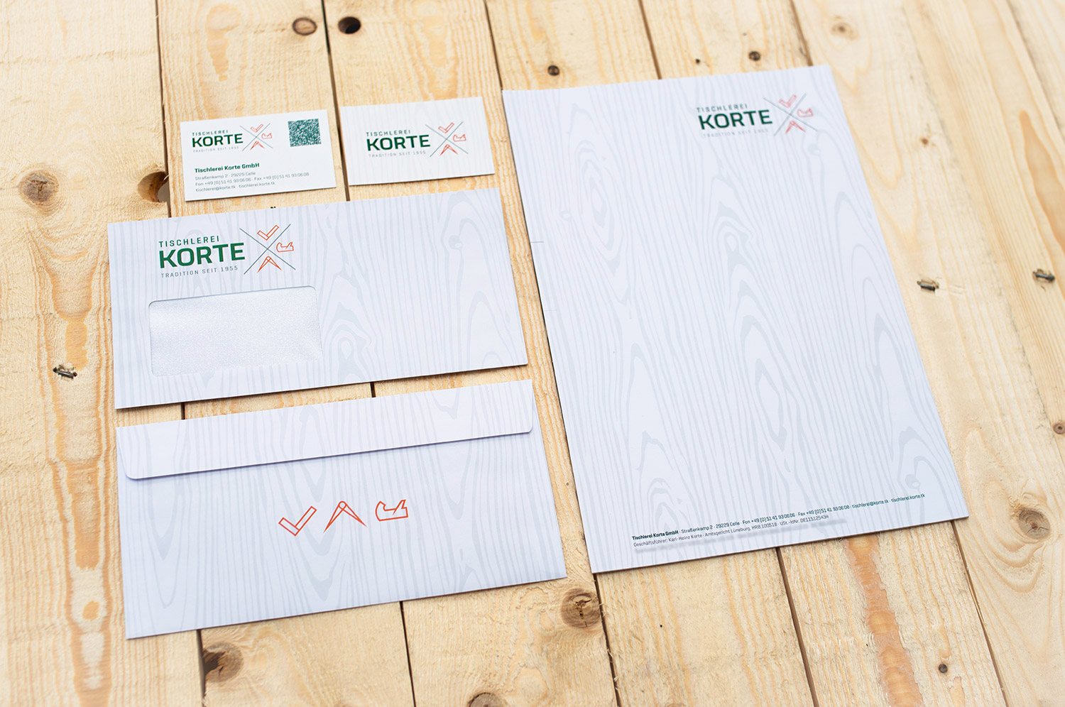 Geschäftsausstattung für die Tischlerei Korte