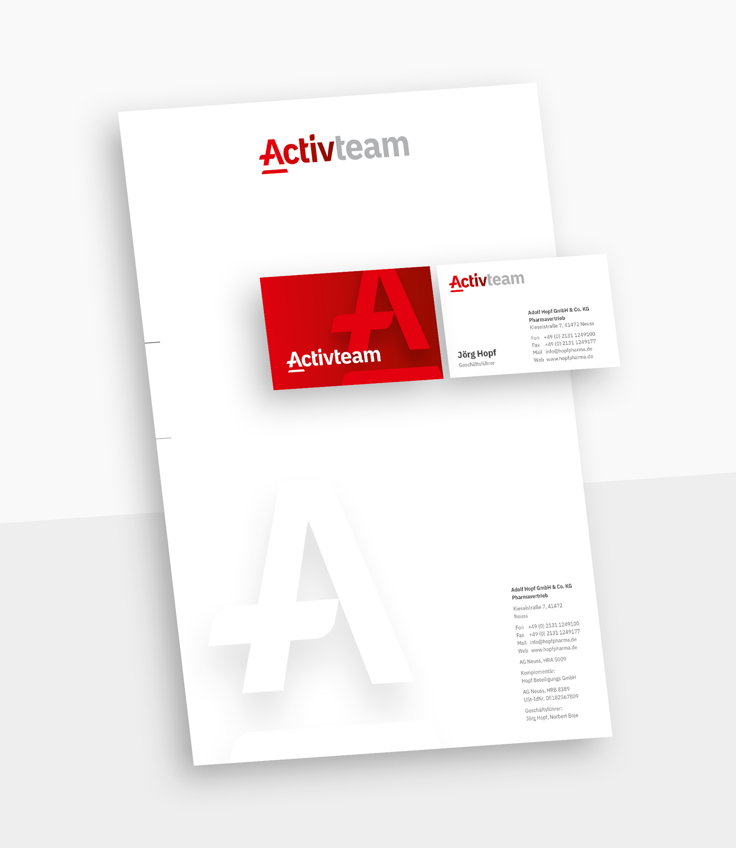 Briefpapier und Visitenkarten für das Activteam