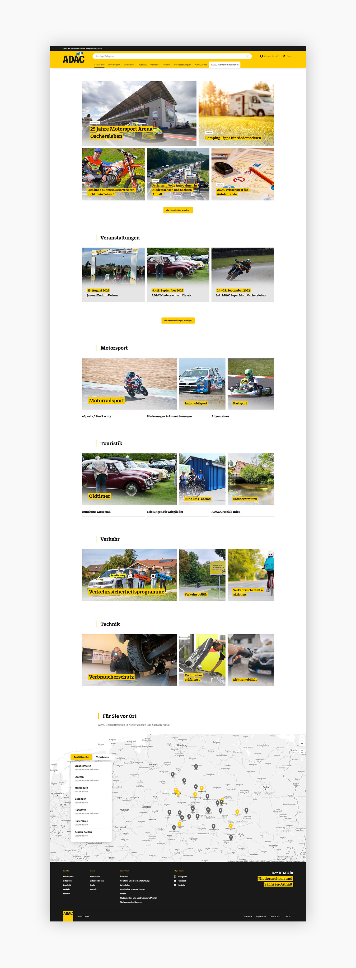Website für den ADAC Niedersachsen/Sachsen-Anhalt