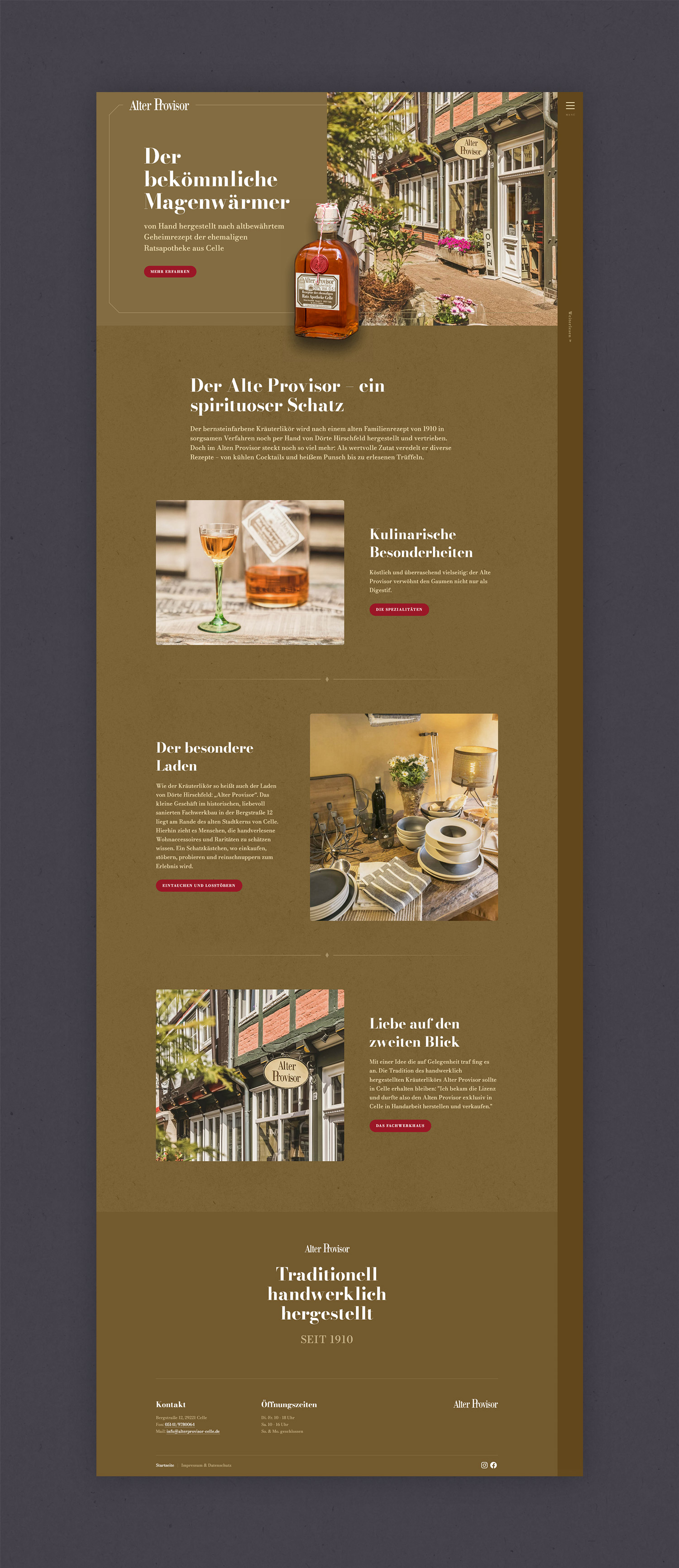 Website Startseite für den Alten Provisor