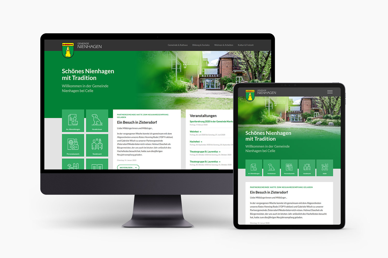 Responsives Webdesign der Gemeinde Nienhagen