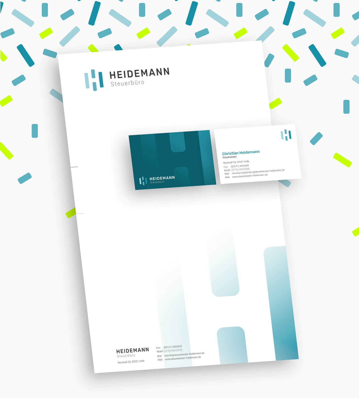 Geschäftsausstattung für das Steuerbüro Heidemann