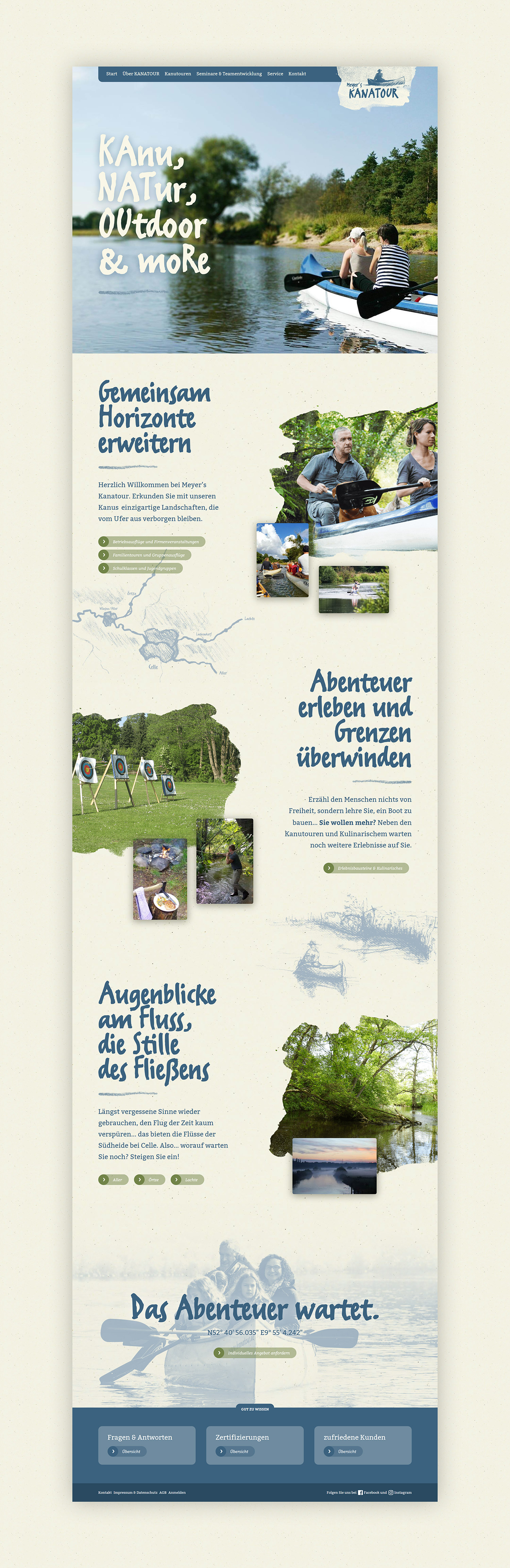 Startseite Website für Kanatour