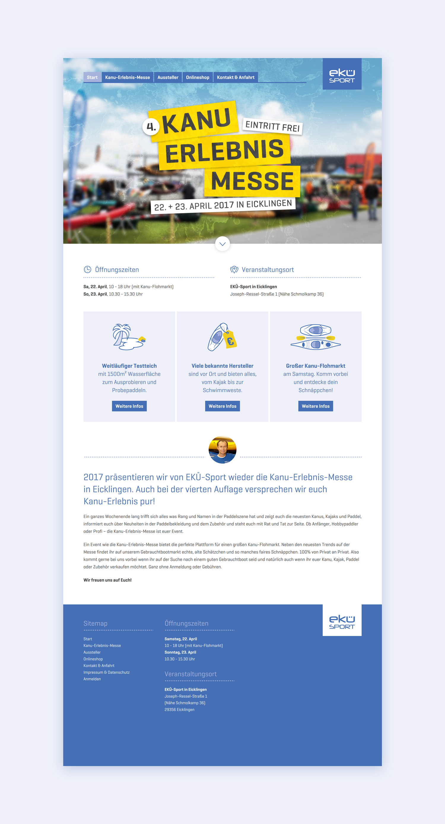 Startseite der Website für die Kanu-Erlebnis-Messe