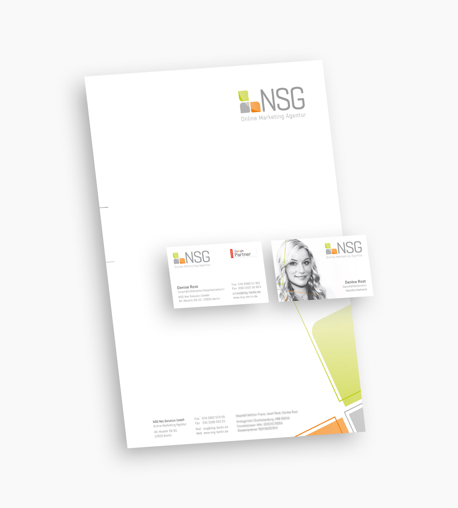 Briefpapier und Visitenkarten für NSG Berlin